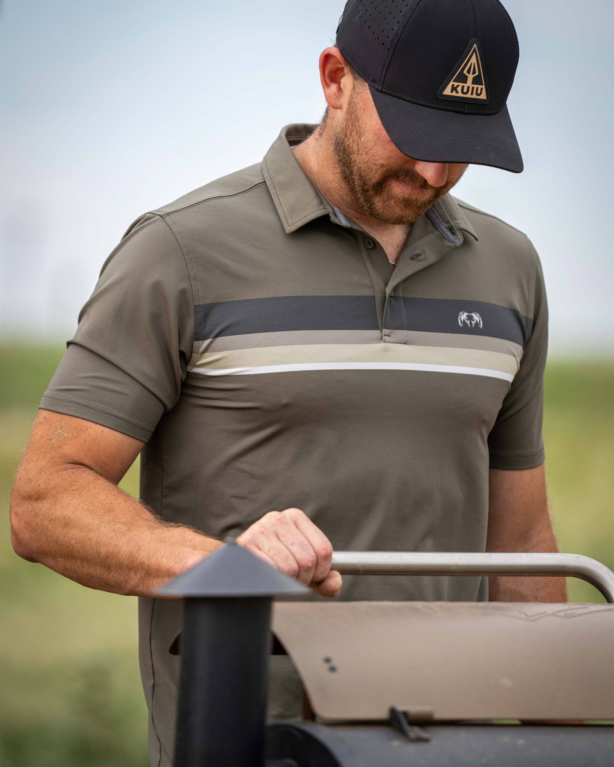 KUIU Performance Polo Stripe | Steel Blue Chest Stripe - Image 4