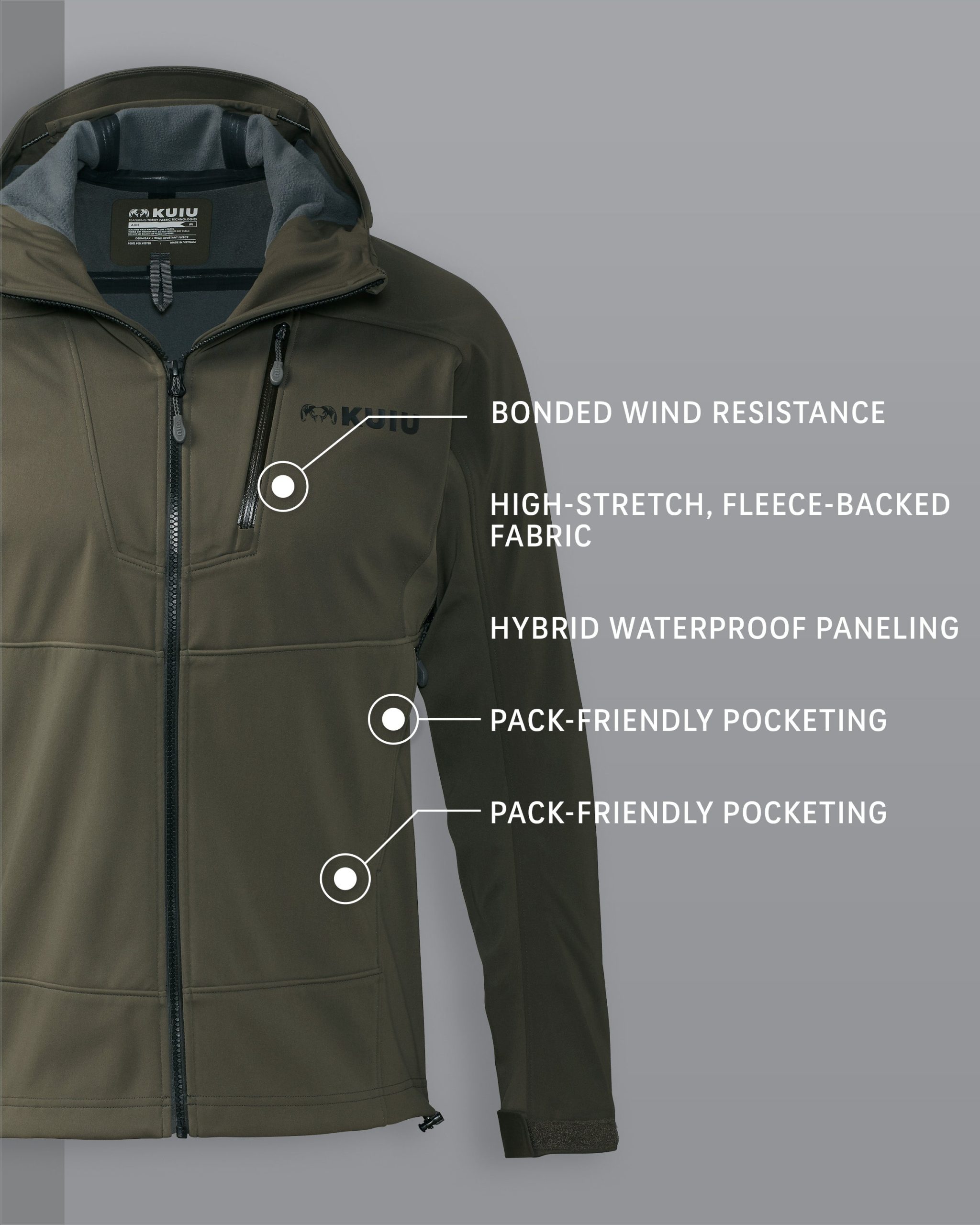 Axis Hybrid Hooded Jacket | Ash - Image 2