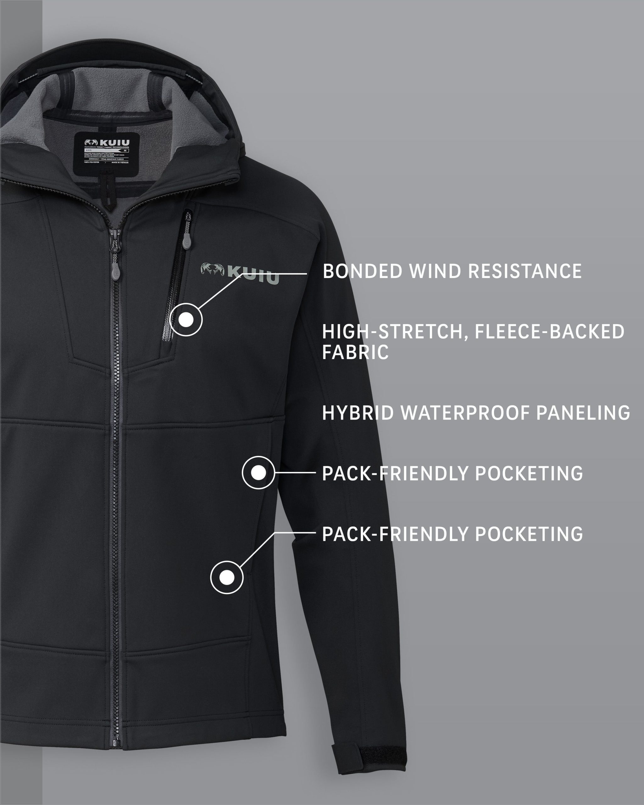 Axis Hybrid Hooded Jacket | Carbon - Image 2