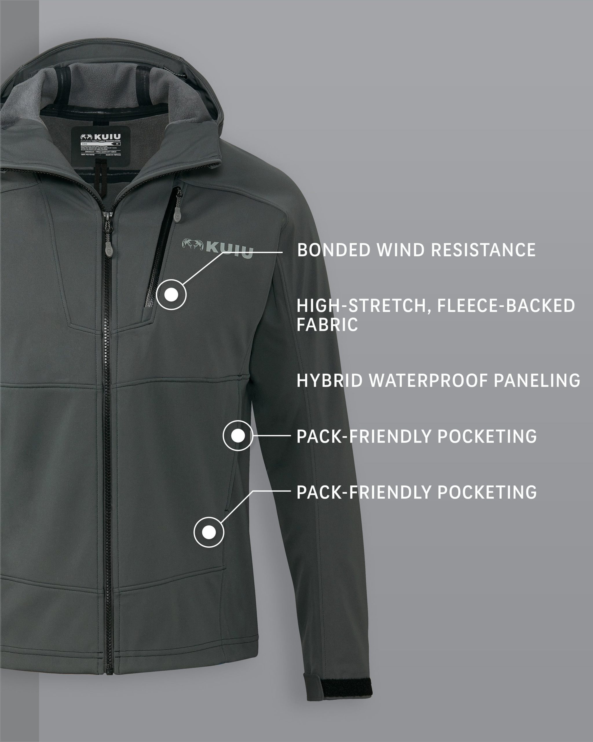 Axis Hybrid Hooded Jacket | Gunmetal - Image 2